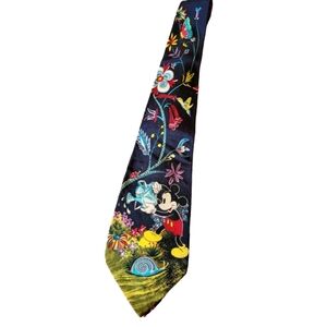 Mickey Mouse Vintage 100% Silk Tie Made in Hong Kong Floral Nature